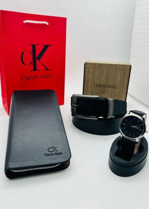 Подарочный набор для мужчины ремень, кошелек, часы + коробка #21144841