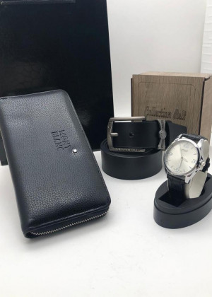 Подарочный набор для мужчины ремень, кошелек, часы + коробка 21144857