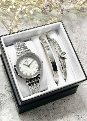 Подарочный набор для женщин часы, 2 браслета + коробка 23244955