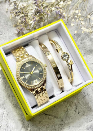Подарочный набор для женщин часы, 2 браслета + коробка 23244972