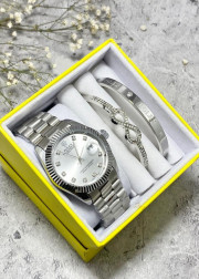 Подарочный набор для женщин часы, 2 браслета + коробка