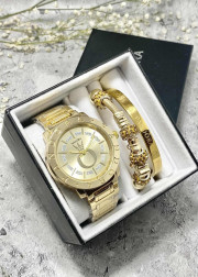Подарочный набор для женщин часы, 2 браслета + коробка