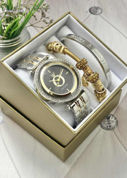 Подарочный набор для женщин часы, 2 браслета + коробка