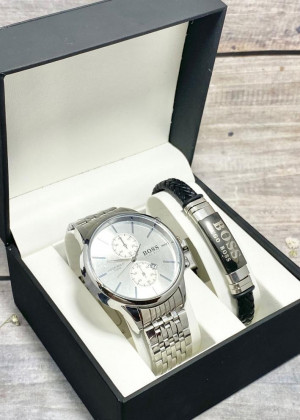 Подарочный набор для мужчины часы и браслет + коробка #23245283