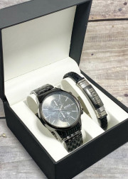 Подарочный набор для мужчины часы и браслет + коробка