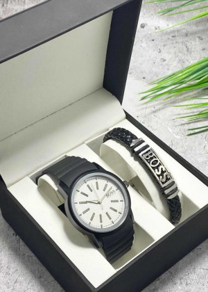 Подарочный набор для мужчины часы и браслет + коробка #23245293