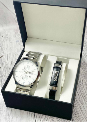 Подарочный набор для мужчины часы и браслет + коробка #23245295