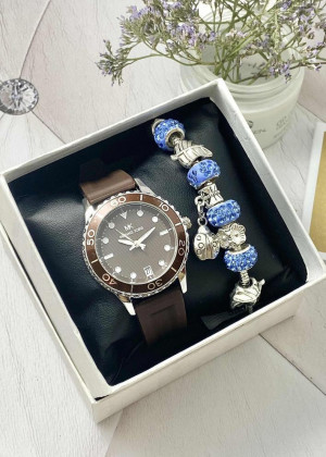 Подарочный набор для женщин часы и браслет+ коробка 23304545