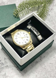 Подарочный набор для мужчины часы и браслет + коробка