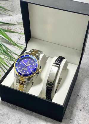 Подарочный набор для мужчины часы и браслет + коробка #23304808