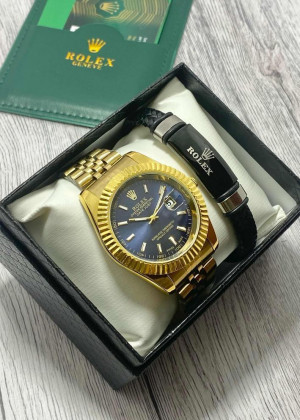 Подарочный набор для мужчины часы и браслет + коробка #23304813